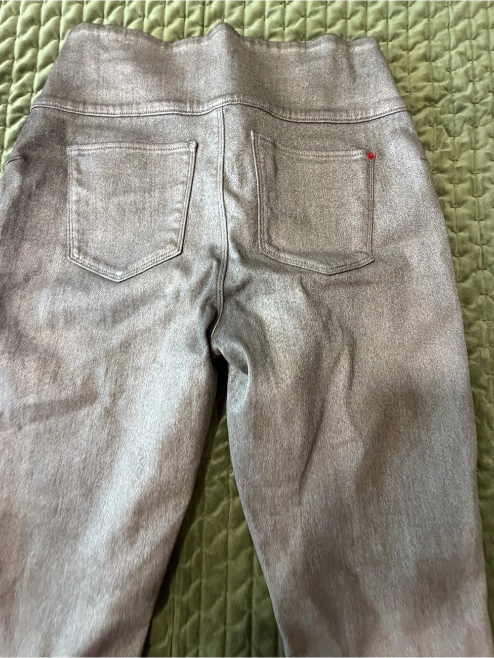 SPANX pewter shimmer gray pull‎ on jeans size XL - Picture 10 of 13